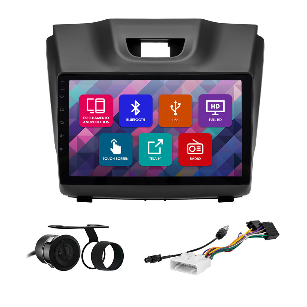 Kit Multimídia 9 Pol Trailblazer 2012 2013 2014 2015 2016 Espelhamento Android Ios 2 Din Preto Camera Ré em Oferta na Shopee