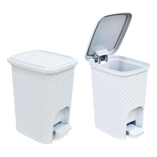 Kit 2 Lixeiras 7 L Com Pedal Banheiro Escritório Cozinha Branca Rattan Tampa em Oferta na Shopee