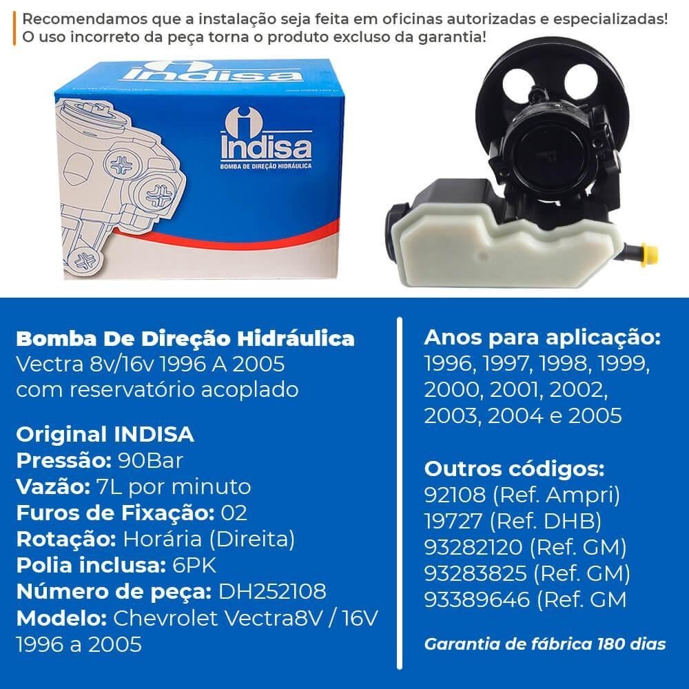 Detalhes do Bomba de Direção Hidráulica Chevrolet Vectra 8V/16V 1996 a 2005 - Indisa
