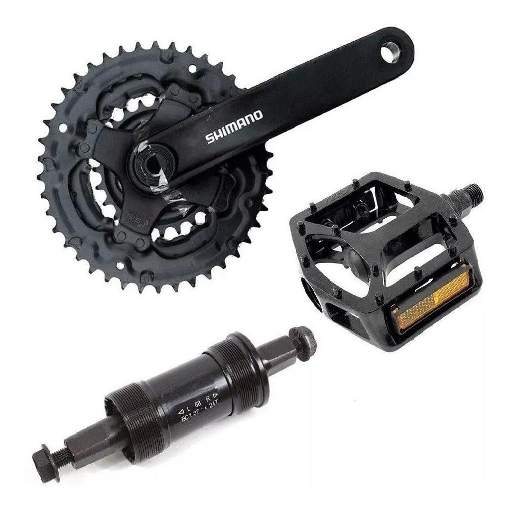Pedivela Shimano Ty301t 48/38/28d Mov.central + Pedal Plataf em Oferta na Shopee
