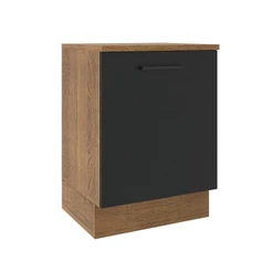 Balcão Armário de Cozinha 60 cm 1 Porta Rustic/Preto Agata Madesa