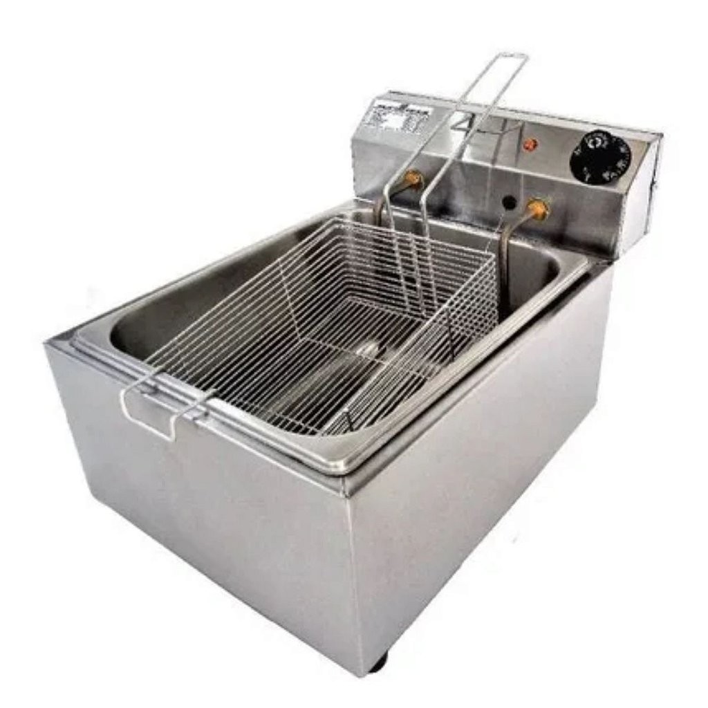 Fritador 5 Litros 1 Cuba Fritadeira Elétrica 127v220v Tacho Inox Para Fritura Com Cesto Para Fritar