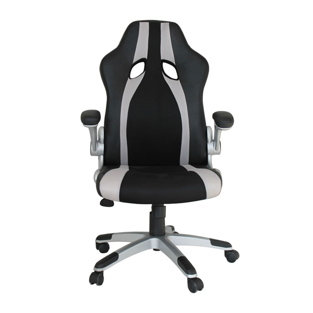 Cadeira Gamer Preta E Prata Ergonômica Para Home Office Jogar Mesa Escritório Co