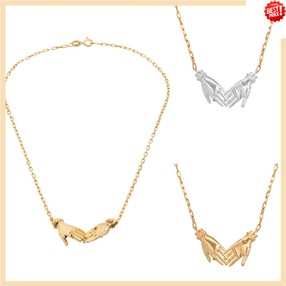 Colar De Palmas Criativas , Mãos Sobrepostas , Decoração De Zircônia , Corrente De Clavícula , Pingente Banhado A Ouro P em Oferta na Shopee