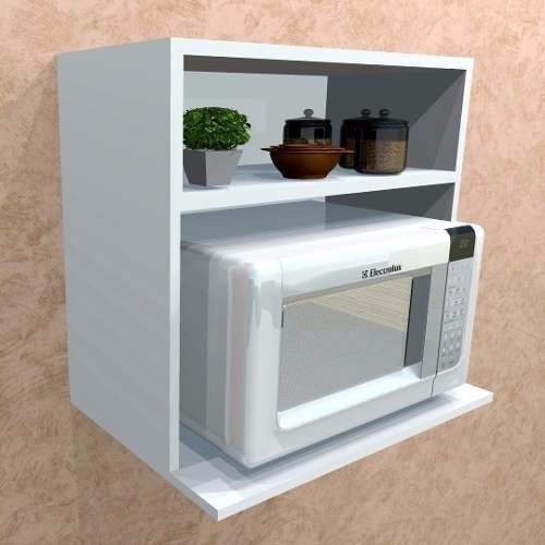 Suporte Microondas 60x50x40-30 Nicho Prateleira 100% Mdf Branco TX
