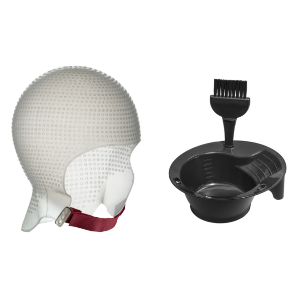 Kit Tintura Coloração Pincel TIgela Agulha Touca para Luzes Mechas Reflexos 2400 furos Dompel sparta