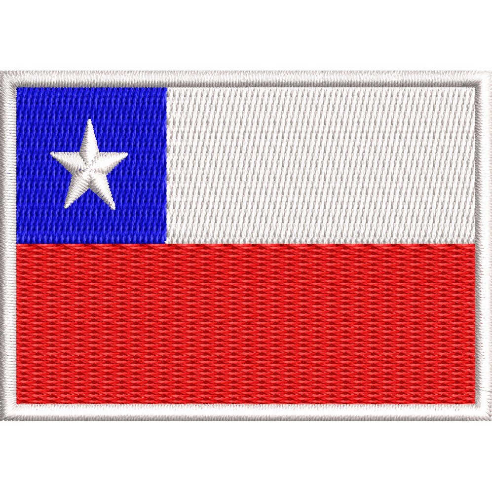 Patch bordado Bandeira do Chile - Moto Motociclista Motoqueiro Airsoft Militar