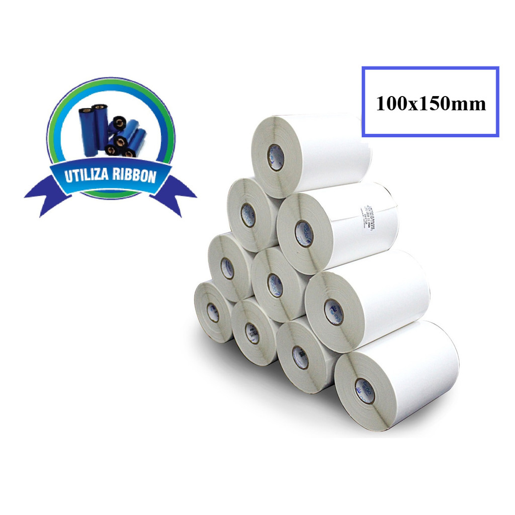 10 Rolos Etiqueta 10x15 100x150 Couche Com Serrilha