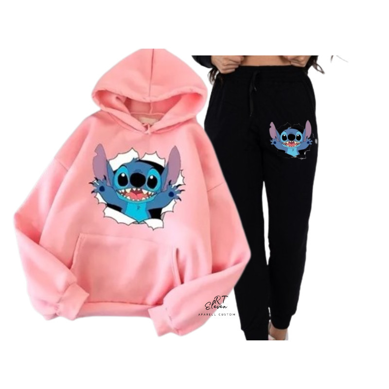 Kit de Moletom Canguru + Calça Lilo Stitch Oferta