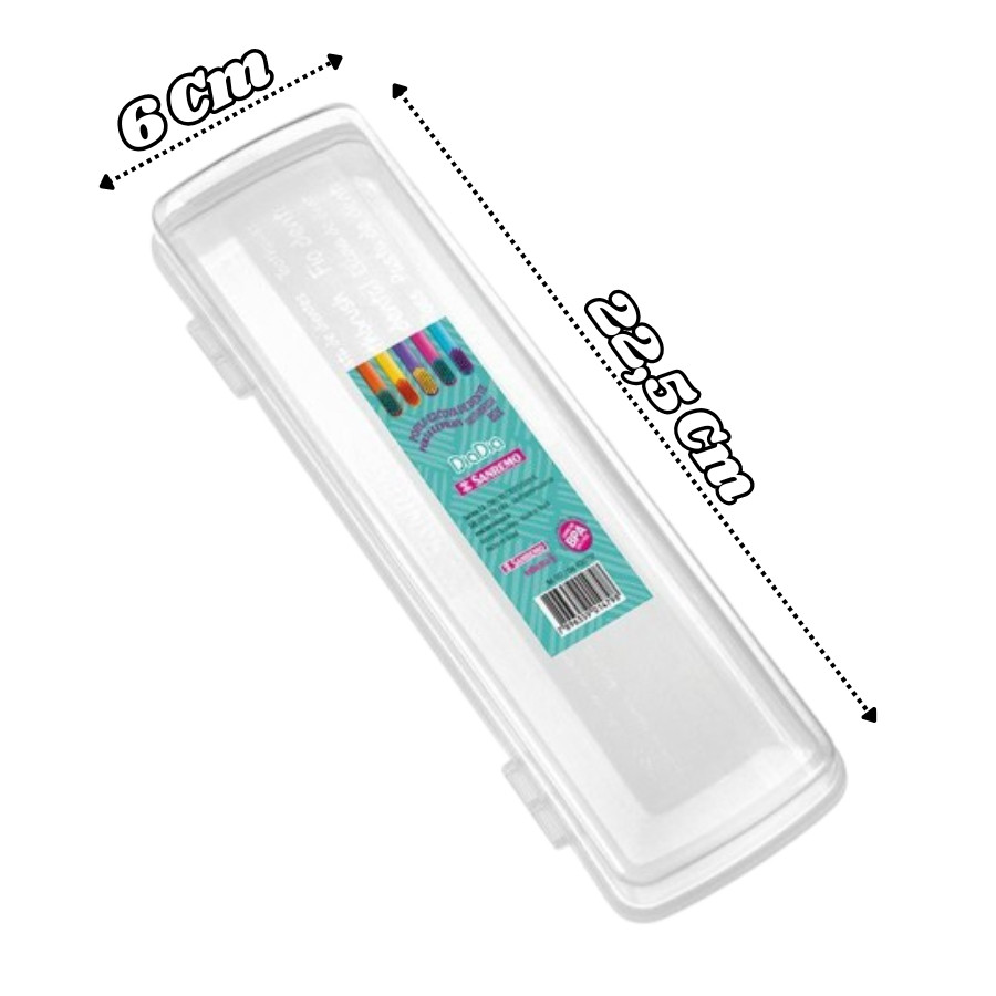Estojo Para Escova De Dente E Pasta Prático 22,5x6Cm Multiuso Azul Transparente Ou Rosa Universal