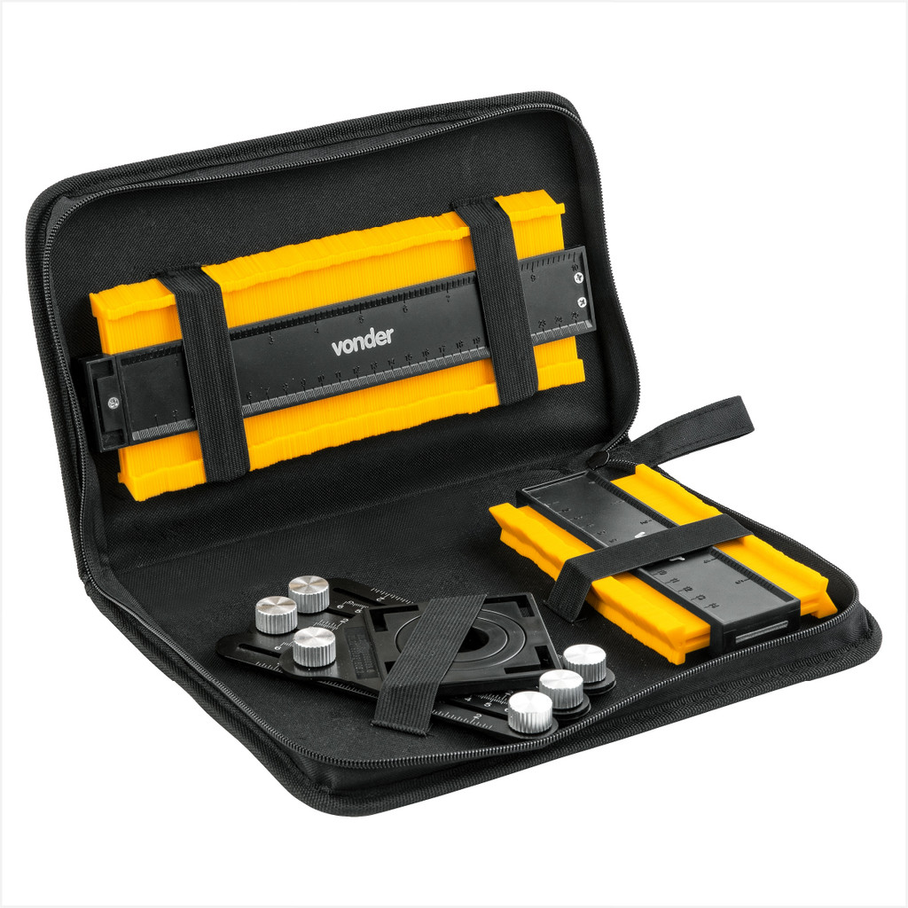 Kit de gabaritos copiadores de contorno e esquadro articulado - Vonder