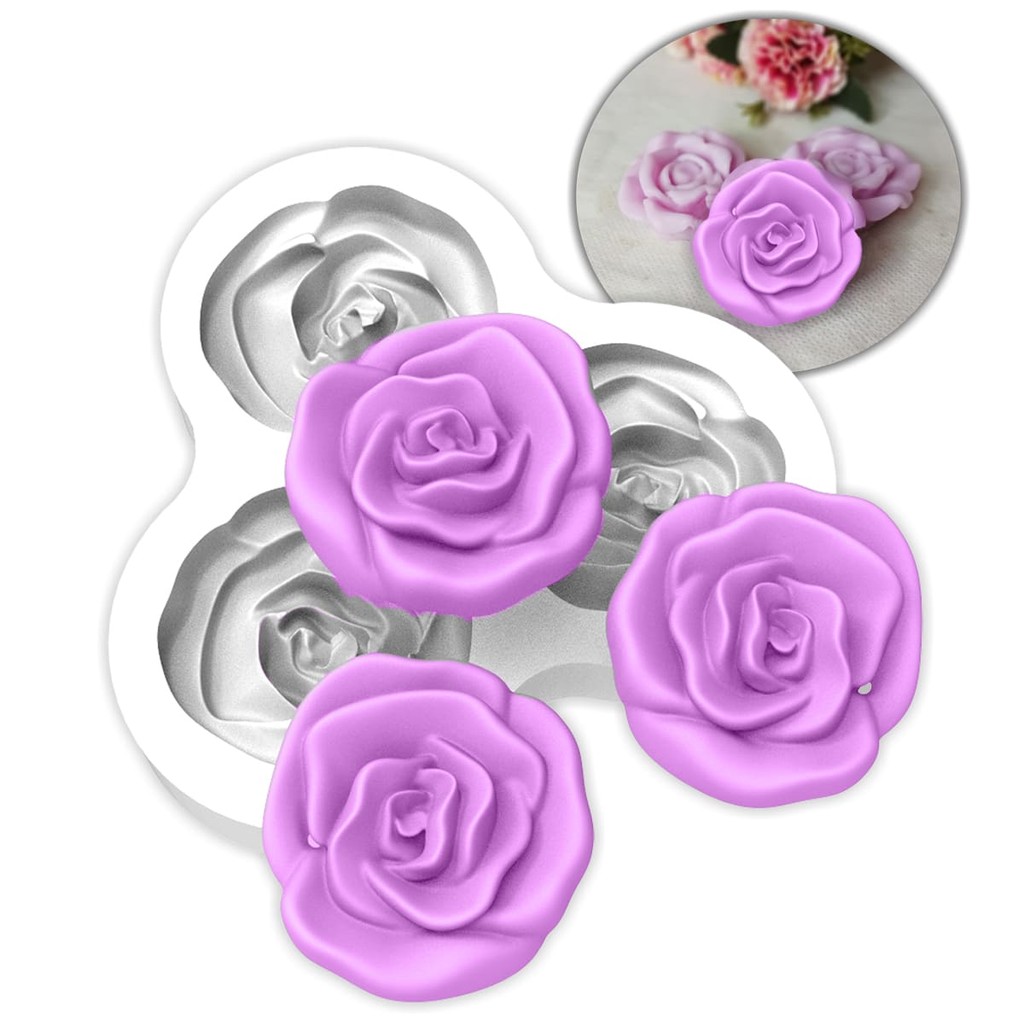 Forma de Silicone Rosas 3 Cavidades para Artesanato Lembrancinha Sabonete Decoração Resina Gesso em Oferta na Shopee