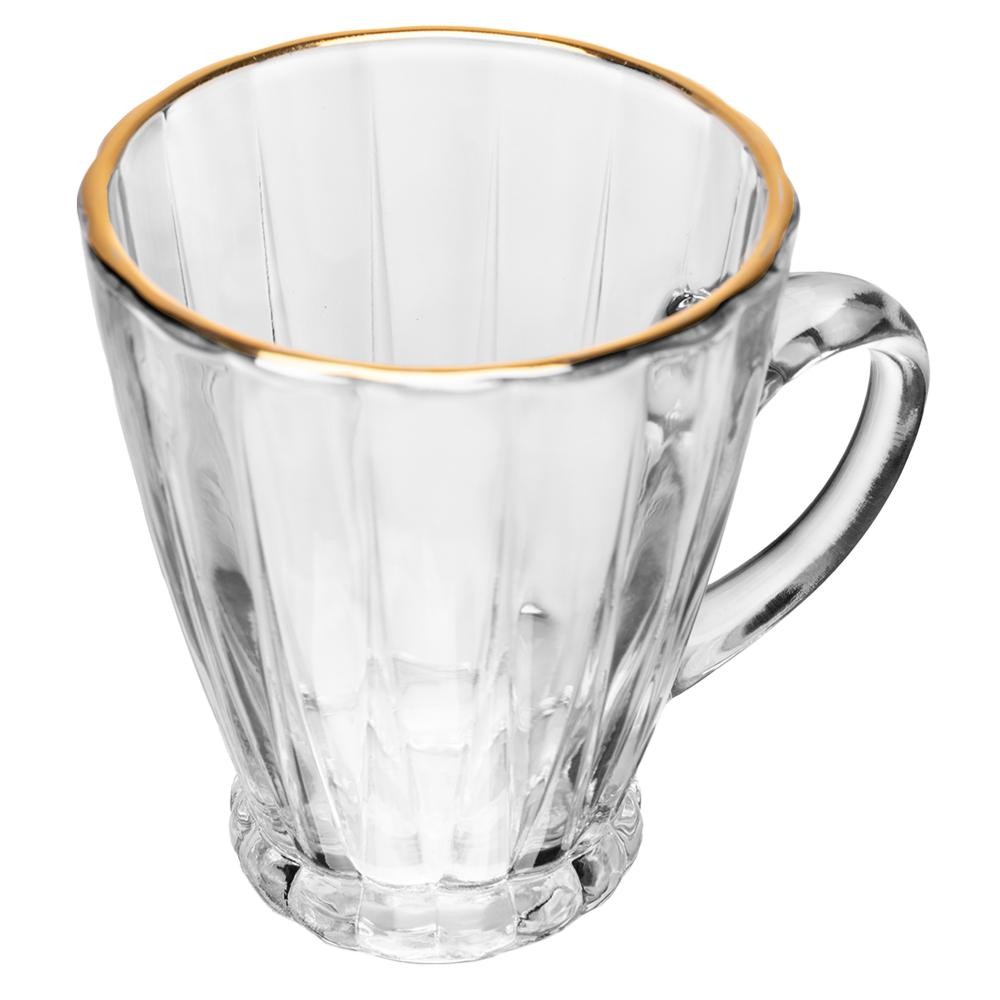 Xícara para Café Lyor Radial de Vidro com Fio de Ouro - Home & Living