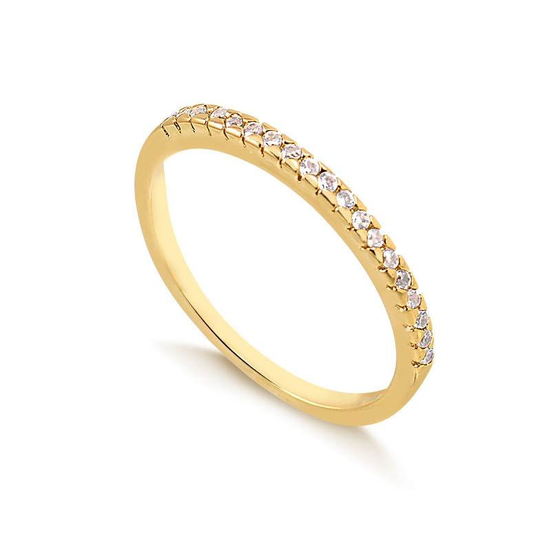 Anel Banho de Ouro 18K Fino com Micro Zircônias em Oferta na Shopee