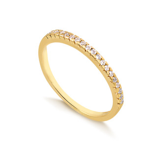 Anel Banho de Ouro 18K Fino com Micro Zircônias em Oferta na Shopee