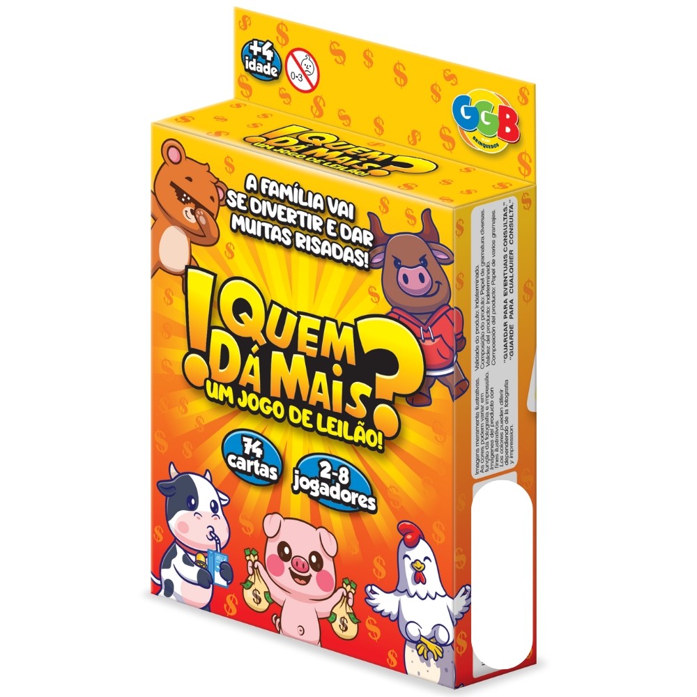 JOGO QUEM DÁ MAIS? UM JOGO DE LEILÃO 74 CARTAS GGB BRINQUEDO RACIOCÍNIO CRIANÇA FAMÍLIA BARALHO MESA em Oferta na Shopee
