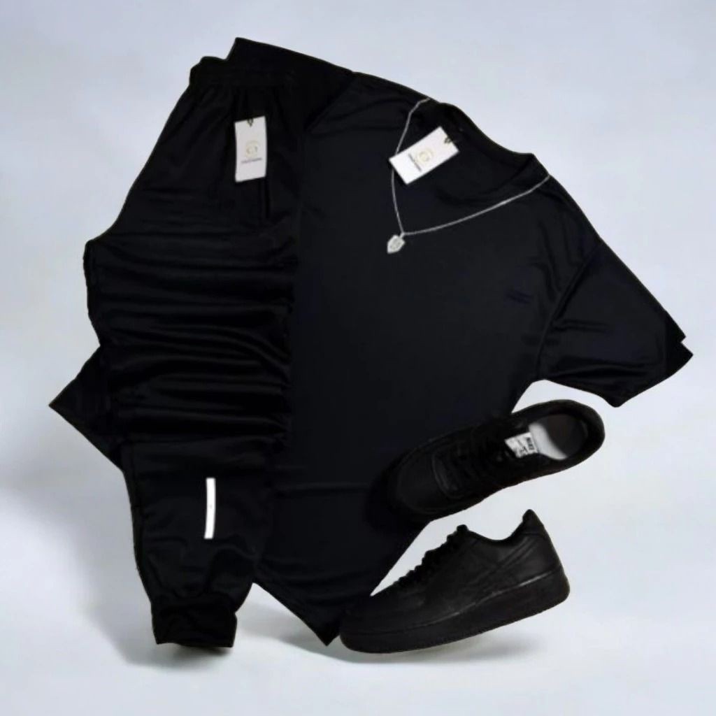 CONJUNTO 1 CALÇA + 1 CAMISA MASCULINO SIMBOLO REFLETIVEL / KIT DRI-FIT ESPORTIVO ADULTO DIRETO DE FABRICA KIT 2