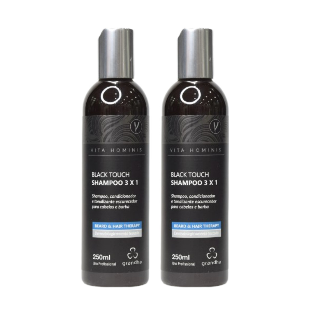 2 Shampoo Tonalizante Vita Hominis Black Touch3x1 250ml cada -  Tonalizante escurecedor