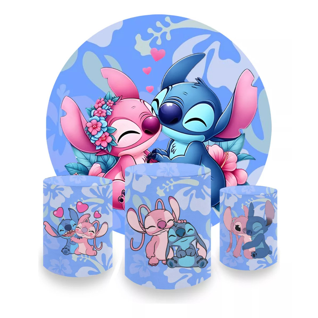 Kit Capa Painel Redondo + Capa Cilindros Lilo Stitch  Menino Menina em Oferta na Shopee