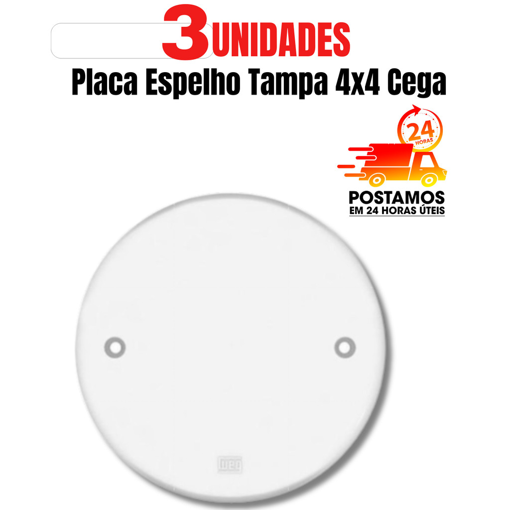 3 Placa Espelho Tampa 4x4 Cega Redonda Modelo Pollar Radial Tomadas e Interruptores