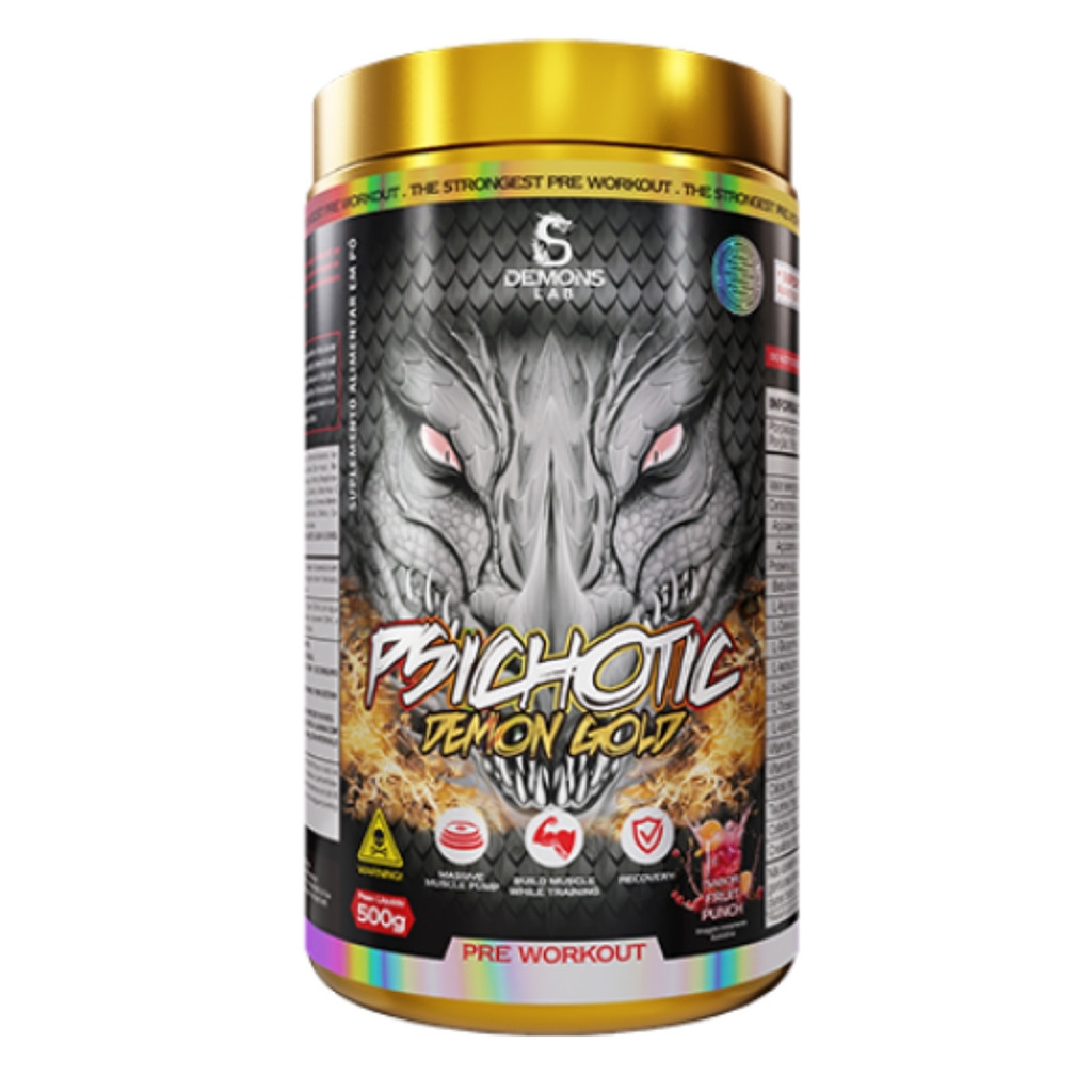 Pré-Treino Psichotic Demon Gold Pote 500g Demons Lab FRUIT PUNCH em Oferta na Shopee