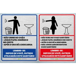 AVISOS PARA BANHEIROS - Kit 1 masculino e 1 feminino