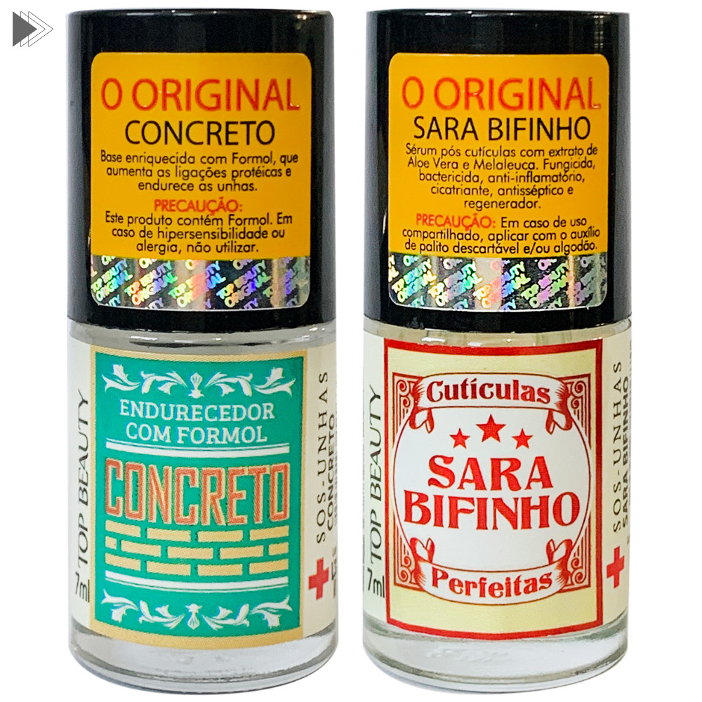 KIT SARA BIFINHO + CONCRETO ENDURECEDOR S.O.S UNHAS TOP BEAUTY