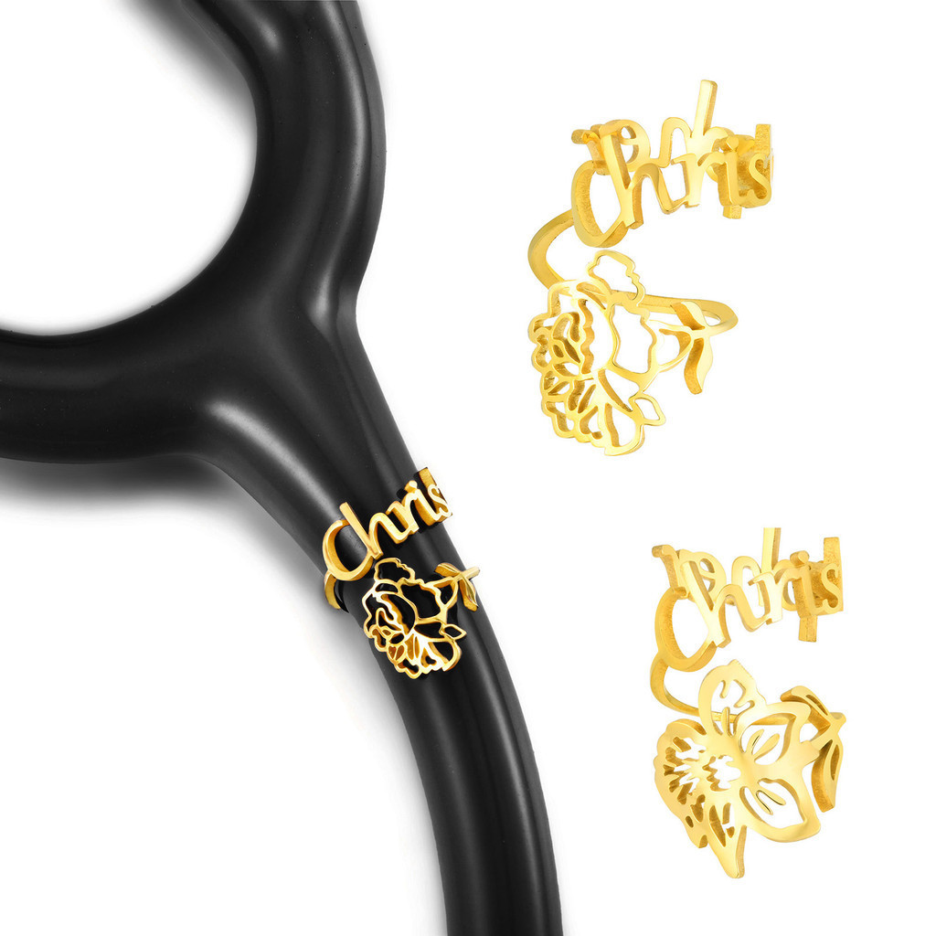 Vnox 18K Gold Estetoscópio Nome Tag Personalizado  Encantado Id RN-Acessórios Para Presente Enfermeira  Doutor - Fashion Accessories