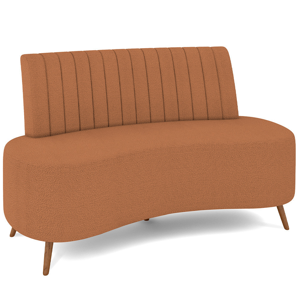 Sofá Chaise Living 2 Lugares 135cm Para Sala Cayman K01 Bouclê Terracota - Lyam Decor