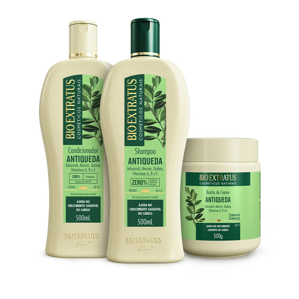 Kit Bio Extratus Jaborandi 500mL Sh + Cond. + Banho de Creme
