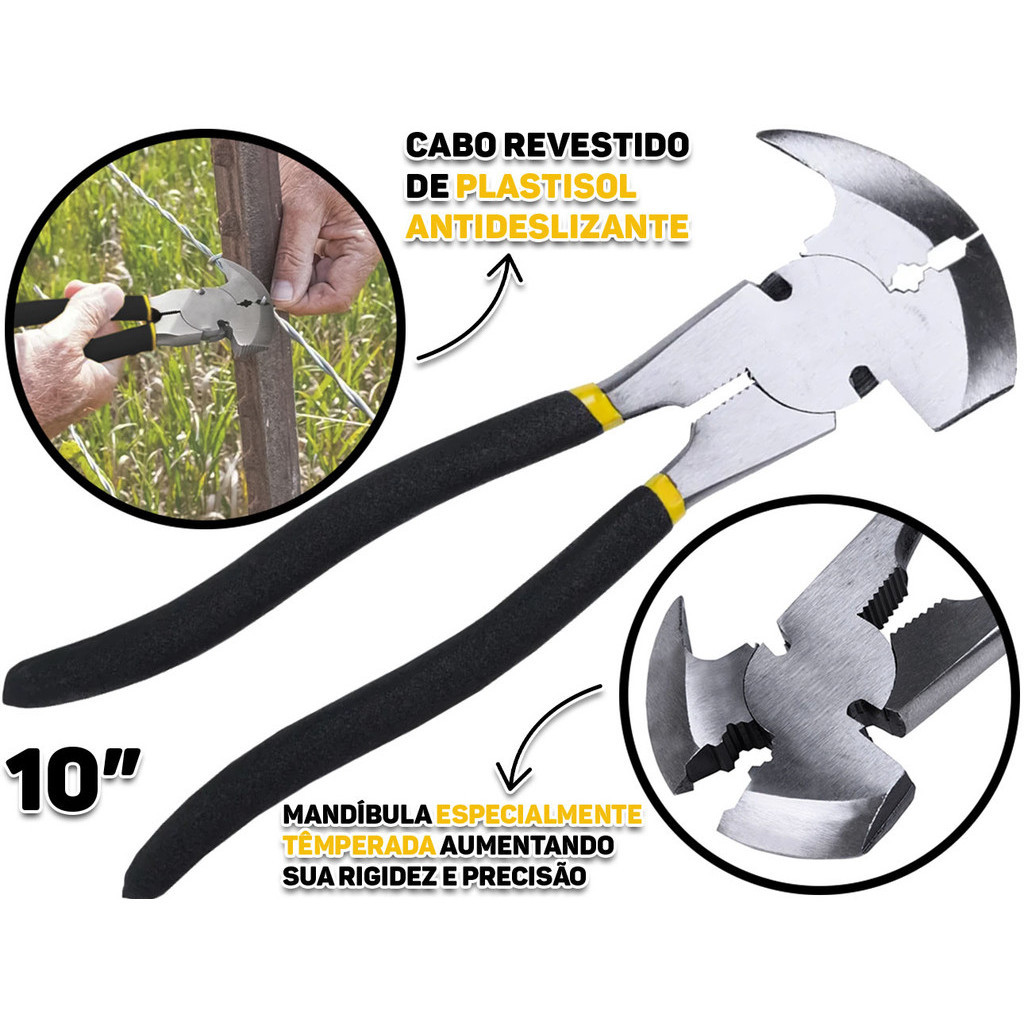 Alicate Tipo Fazendeiro Corta Arame Grampo Cabos Elétricos 10 Polegadas Multiuso Profissional em Oferta na Shopee