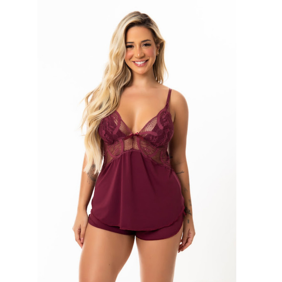 Short Doll Renda Confortável Pijama Feminino Tici