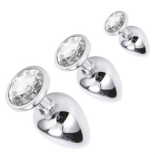 Kit 3 Plug Anal de Metal Prata Tamanho P M G-Sexshop em Oferta na Shopee