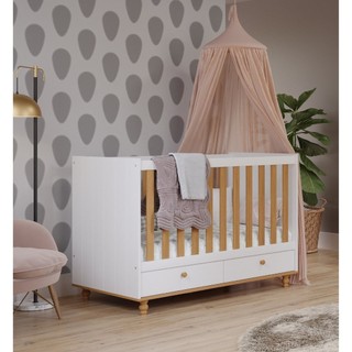Berço com 2 Gavetas Picolé Espresso Móveis Branco/Nature em Oferta na Shopee