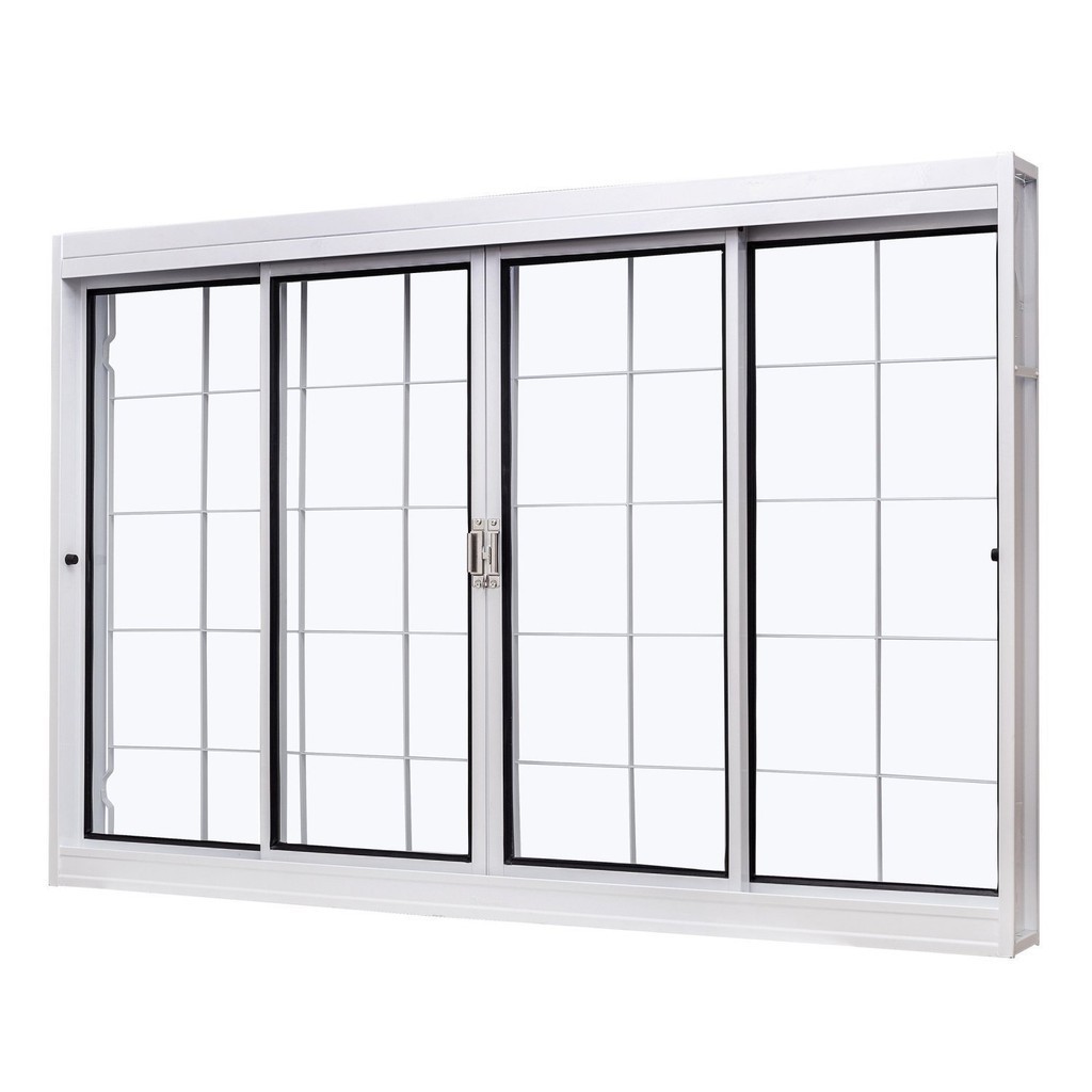 Janela de Aço de Correr Central 100x120cm 4 Folhas com Grade Quadriculada e Vidro Liso Qualitysol Ra em Oferta na Shopee