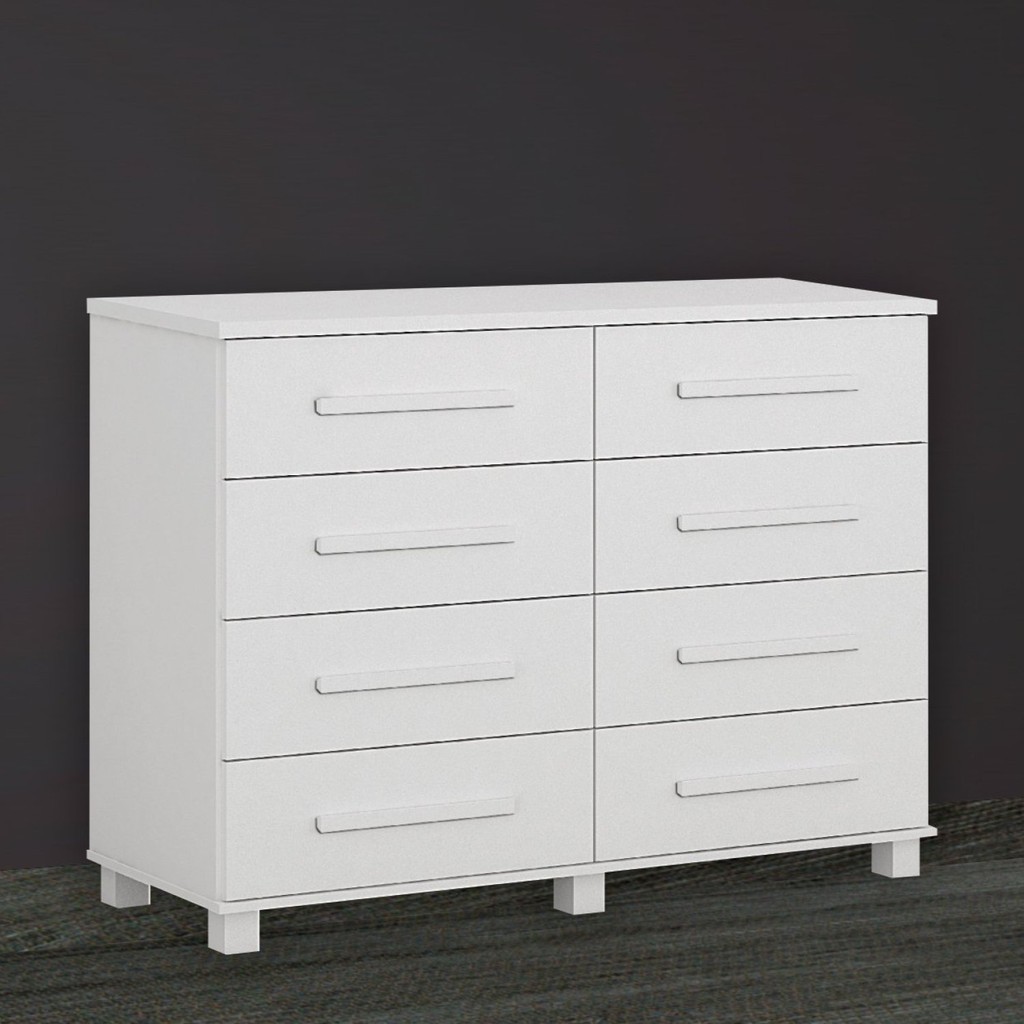 Cômoda para Quarto MDF/MDP 8 Gavetas San Marino Branco