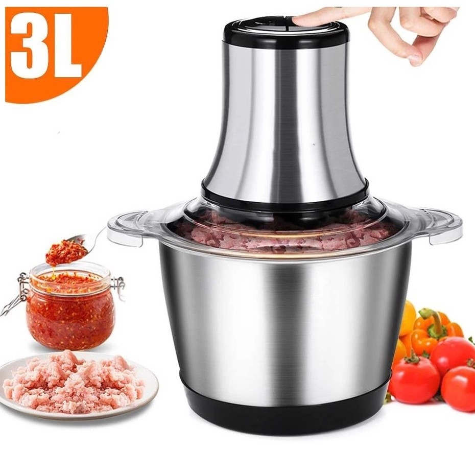 Picador De Alimentos 3L ou 2L Moedor De Carne Mixer Elétrico Processador Cozinha Alho 110v ou 220v - LUNALU