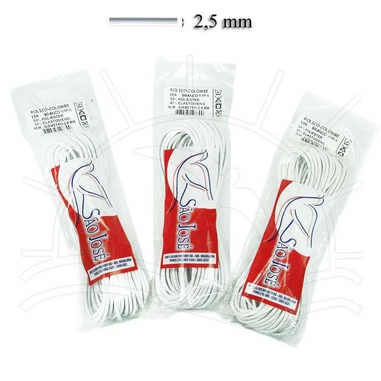 Elástico Roliço Branco 10R (2,5mm) - 10 Metros