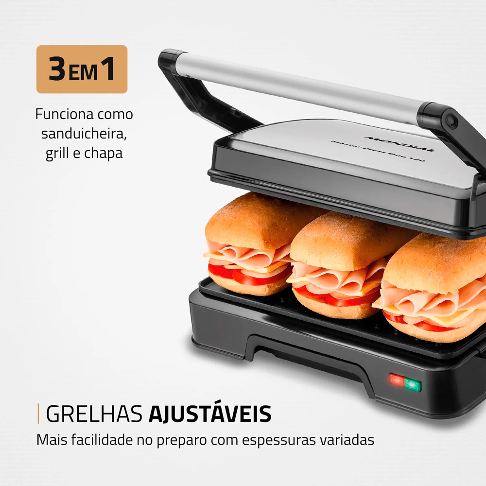Master Press Duo 180 Mondial Preto Inox PG-01-180 - 220V · foto 2