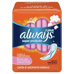 Absorvente Always Super Protecao Suave sem Abas 8 Unidades