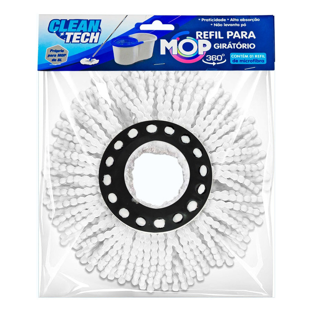 Refil Mop Esfregão Giratório Balde 8 Litros Universal Microfibra