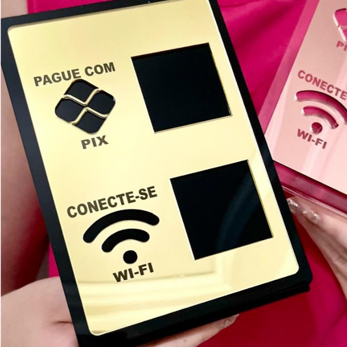 Placa De Acrílico Pix Wifi Acrílico Mesa Balcão Loja Escritório Consultório Recepção