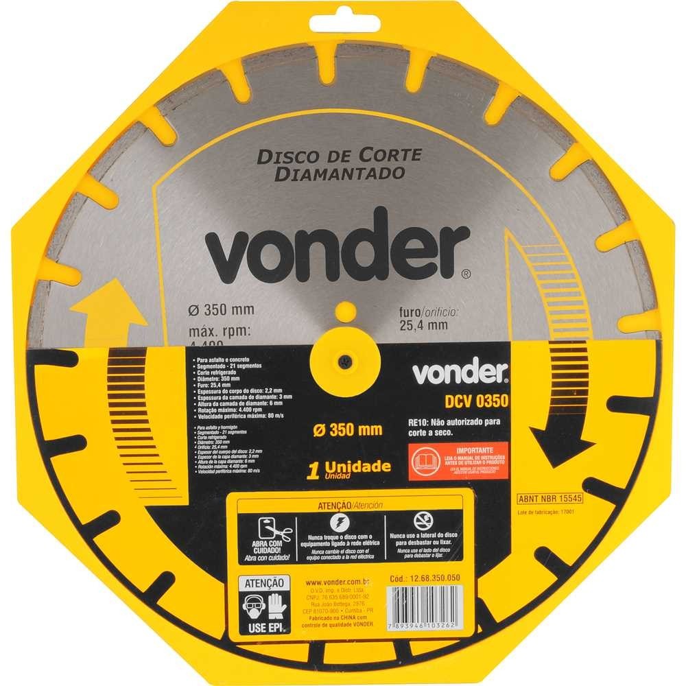 Disco Diamantado Para Asfalto Concreto Dcv 0350 Vonder