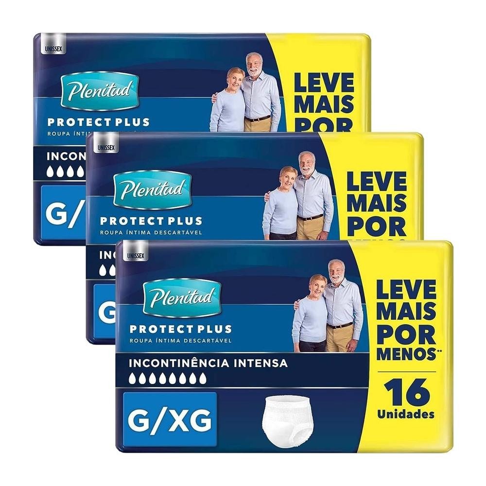 Kit 3 und Fralda Ger Plenitud Protect Plus Mega G-xg 16 und em Oferta na Shopee