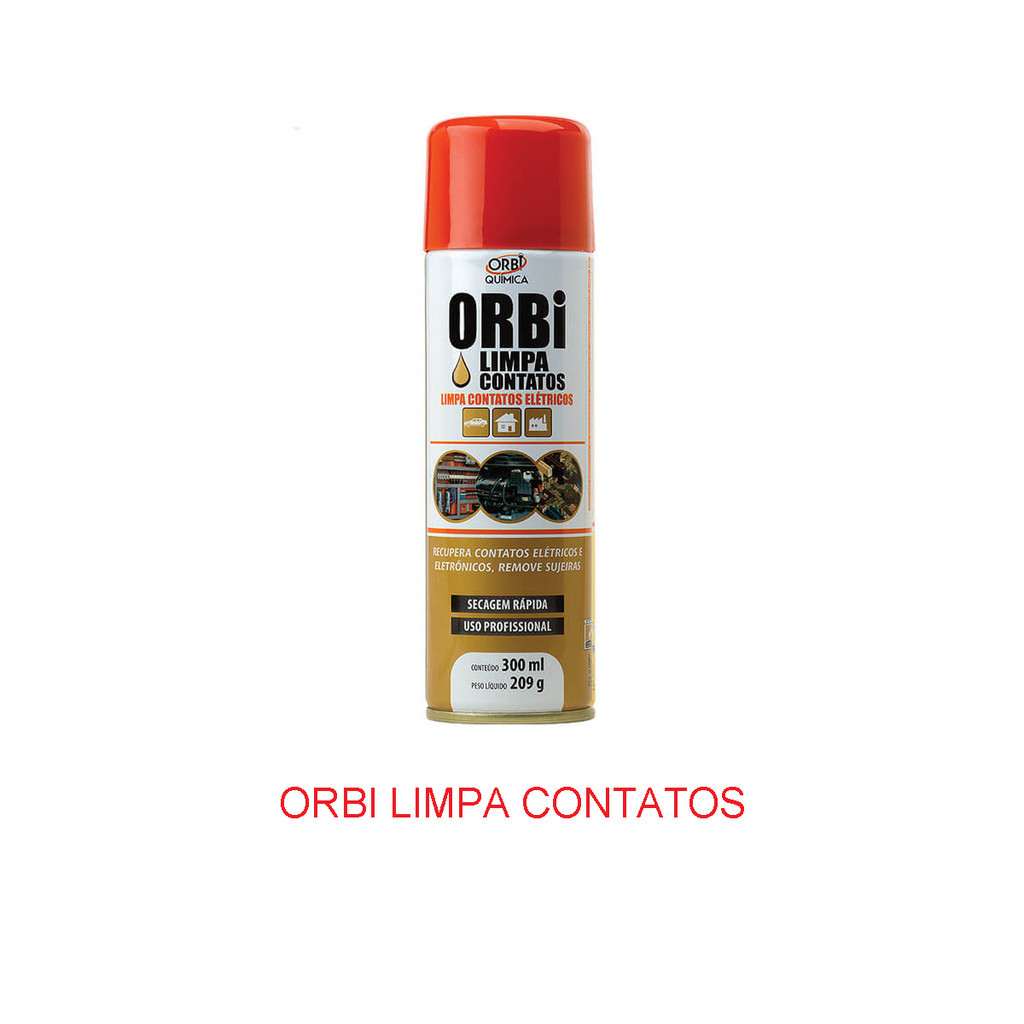 Limpa Contato 300ml Orbi Limpa Componentes Eletronicos Motores Computadores Impressoras Potenciometros Injecao Eletronica Equipamentos Industriais
