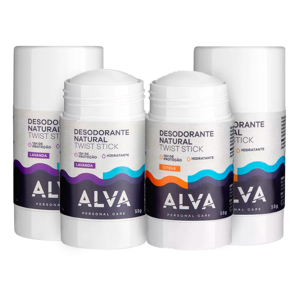 Desodorante Natural Twist Stick Lavanda 55g Alva Personal Care Sem Alumínio Sem Produtos Químicos