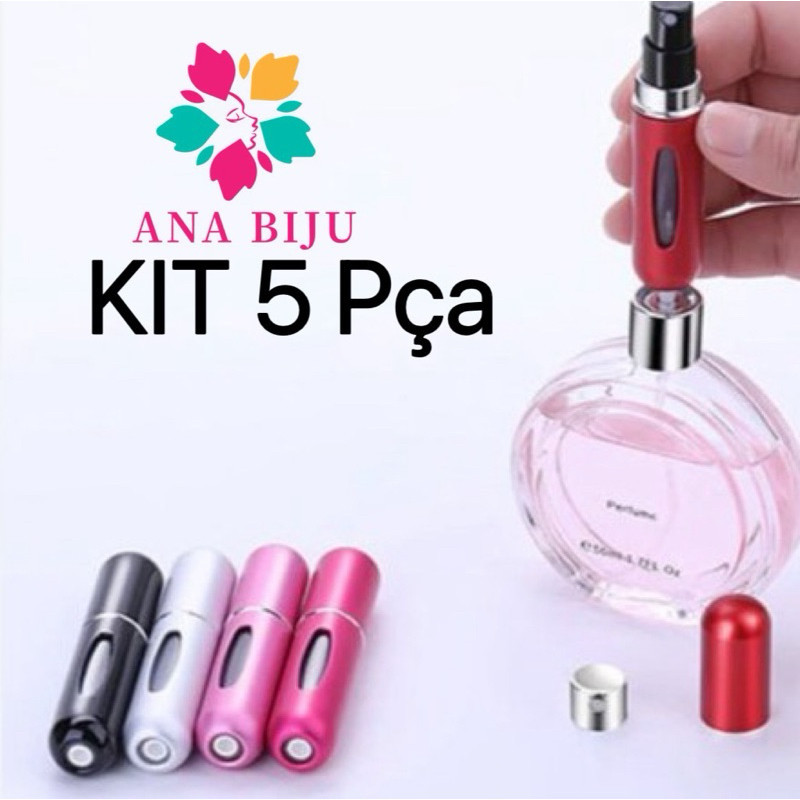 ANA 1108 KIT 5 unidades Porta Perfume Recarregavel Portatil Spray 5ml
