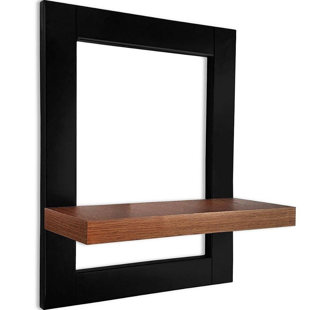Prateleira Nicho de Parede Quadro Decorativo Evora em MDF - Preta e Villandry