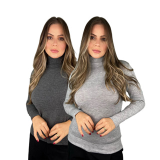 Kit 2 Blusa De Frio Cacharrel Feminina Gola Alta Tricot em Oferta na Shopee