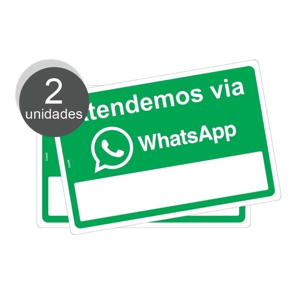Kit 2 Placas Sinalização Atendimento Online Via WhatsApp Espaço Numeração Escrita 20x30cm PS